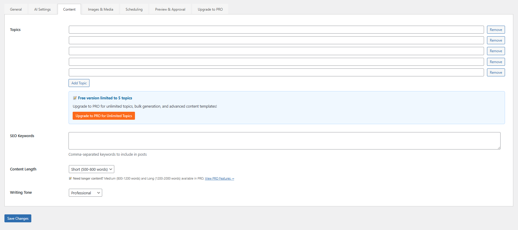 Content Management Interface